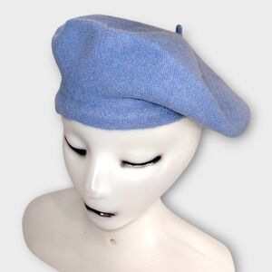 Wool Blend Classic Beret Hat French Baby Blue Style Cozy Winter Accessory French